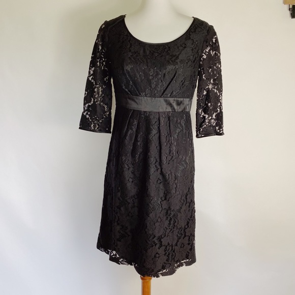 ADRIANNA PAPELL Lace & Silk Sheath Dress Black - Picture 8 of 12